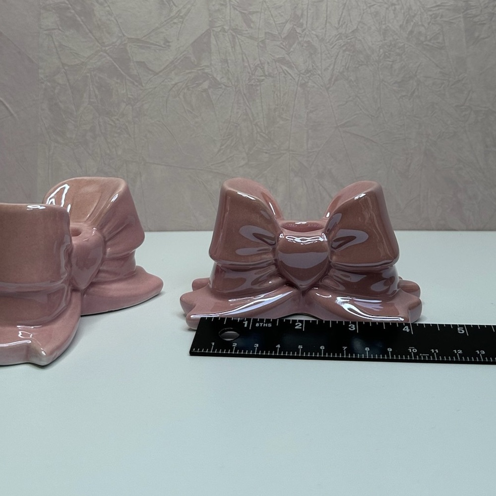 Pink Bow Ceramic Candle Holders - Picture 9 of 9